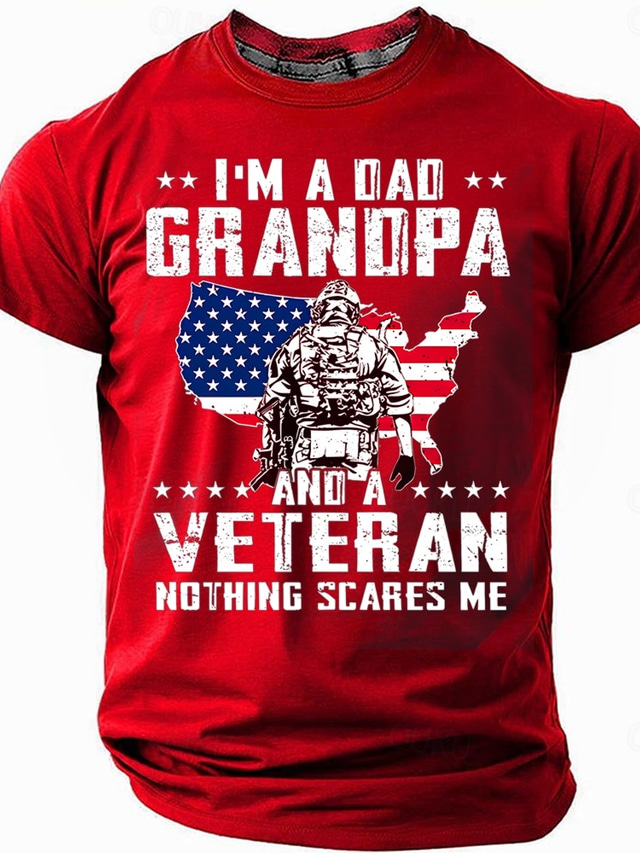  Men's Veterans Father T Shirt Short Sleeve T shirt 3D Print Crew Neck Shirt Fashion Daily Basic Street Casual Daily Black Red Blue Summer Spring Clothing Apparel S M L XL XXL XXXL