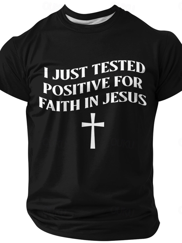  Voor heren Jezus Geloof T-shirt Korte mouw T-shirt 3D-afdrukken Strakke ronde hals Overhemd Modieus Dagelijks Basic Straat Casual Dagelijks Zwart Rood blauw Zomer Lente Kleding S M L XL XXL XXXL