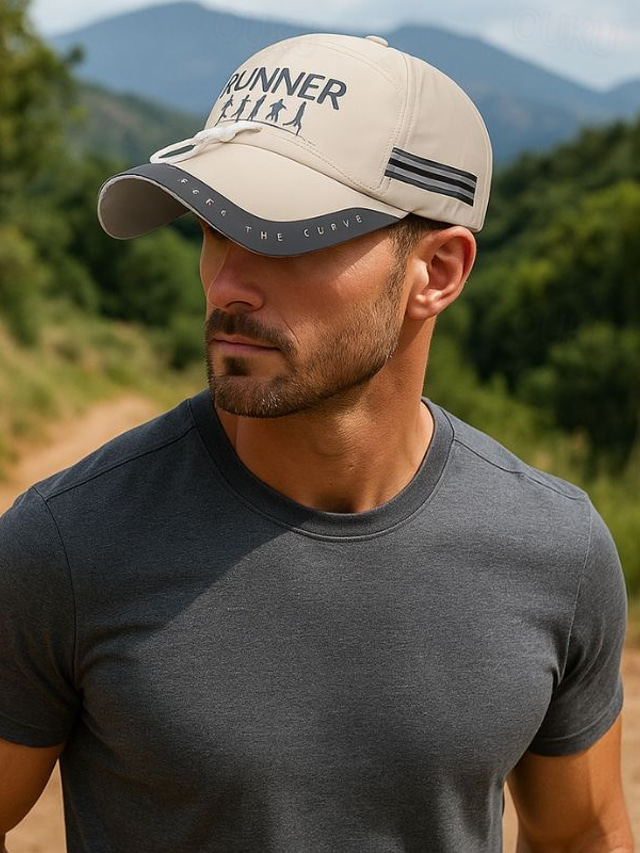  Men's Baseball Cap Trucker Hat Black Red Polyester Reflective Strip Travel Beach Outdoor Vacation Plain Adjustable Windproof
