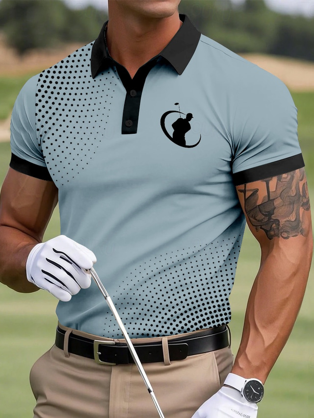  Men's Golf Sports Polo Shirts Short Sleeve Polo Shirts Collared Shirts Sportswear Casual Business Athleisure Buttons Summer White Blue Brown