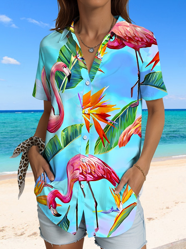  Women's Shirt Graphic Leaf Hawaiian Vintage Tropical Daily Sleeveless Short Sleeve Shirt Collar Regular Tops Daily Red Blue Purple Green Light Blue Summer Spring