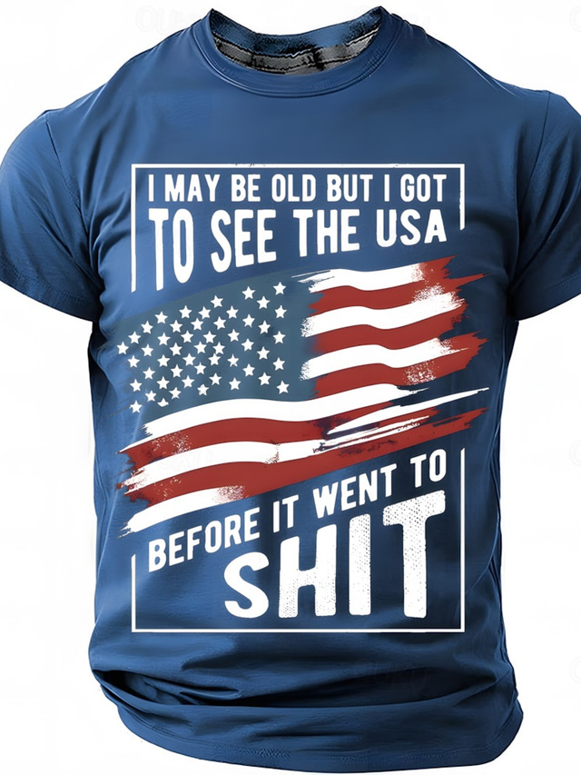  American Independence Day Men's American US Flag T Shirt Short Sleeve T shirt 3D Print Crew Neck Shirt Fashion Daily Basic Street Casual Daily Black Red Blue Summer Spring All Seasons Clothing Apparel