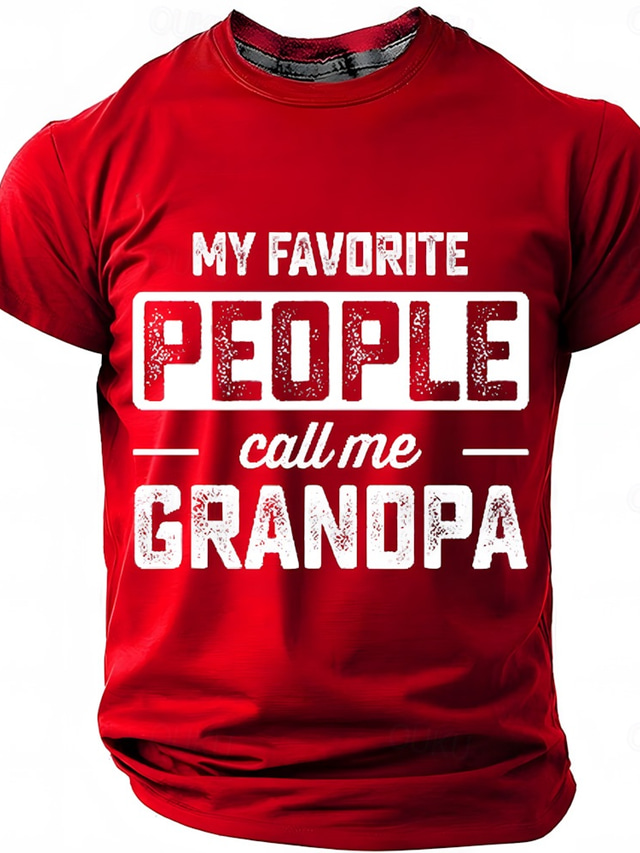  Men's Grandpa Funny Slang T Shirt Short Sleeve T shirt 3D Print Crew Neck Round Neck Shirt Fashion Daily Basic Street Casual Daily Black Red Blue Summer Spring All Seasons Clothing Apparel S M L XL
