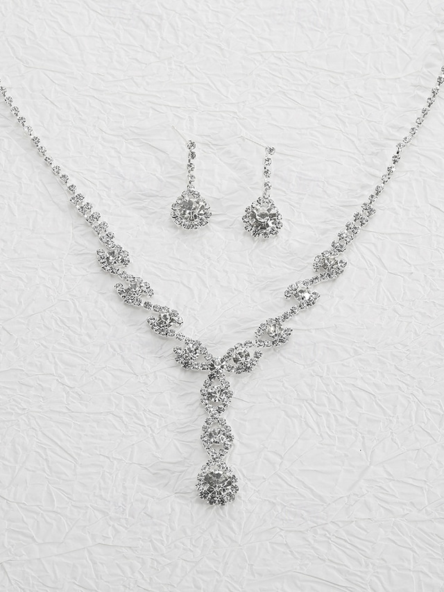  Bridal Jewelry Sets 1 set Rhinestone Alloy Earrings Necklace Women's Elegant Stylish Jewelry Set For Wedding Christmas Engagement