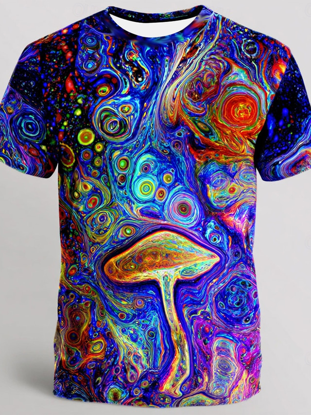 Men's Optical Illusion 3D T Shirt Short Sleeve T shirt 3D Print Crew Neck Shirt Exaggerated Designer Party Street Casual Deep Purple Light Purple Purple Summer Spring All Seasons Clothing Apparel S M