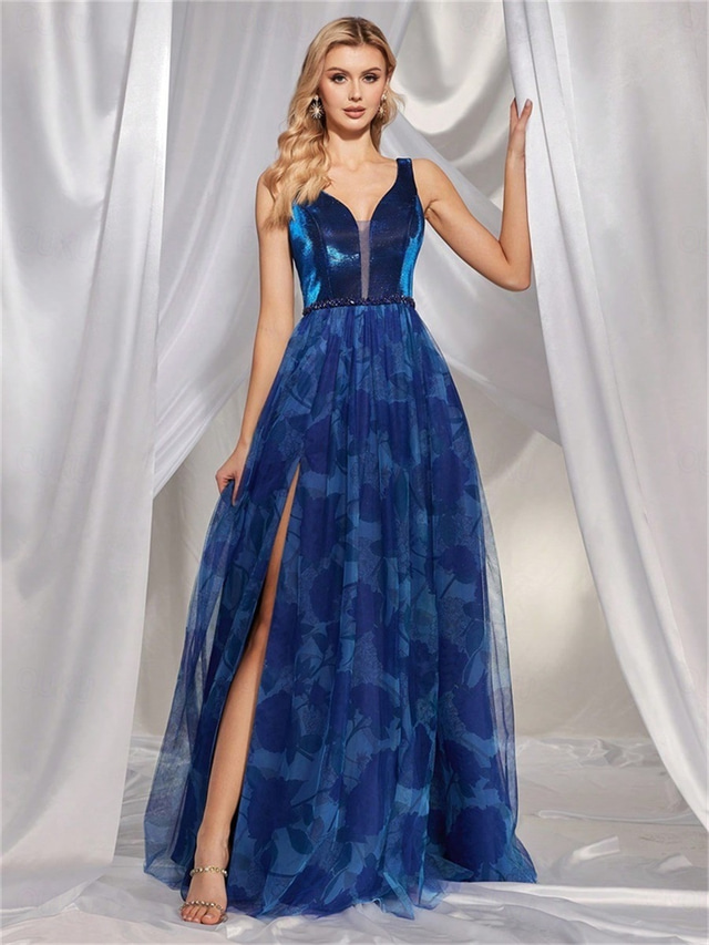  A-Line Quinceanera Dresses Elegant Dress Formal Wedding Floor Length Sleeveless V Neck Tulle V Back with Crystals Slit 2025