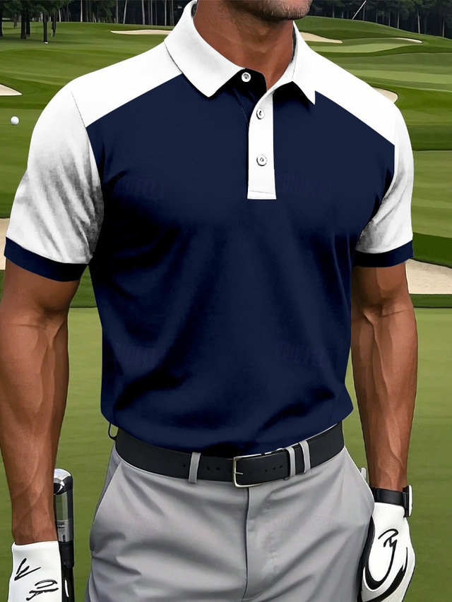  Men's Graphic Sports Polo Shirts Short Sleeve Polo Shirts Collared Shirts Sportswear Casual Athleisure Buttons Summer Blue Green Light Blue