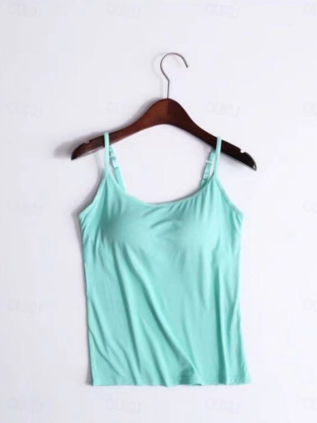  Women's Camisole Tank Top Solid Color Daily Casual Sleeveless Strap Regular Tops Daily Black White Pink Purple Fuchsia Summer