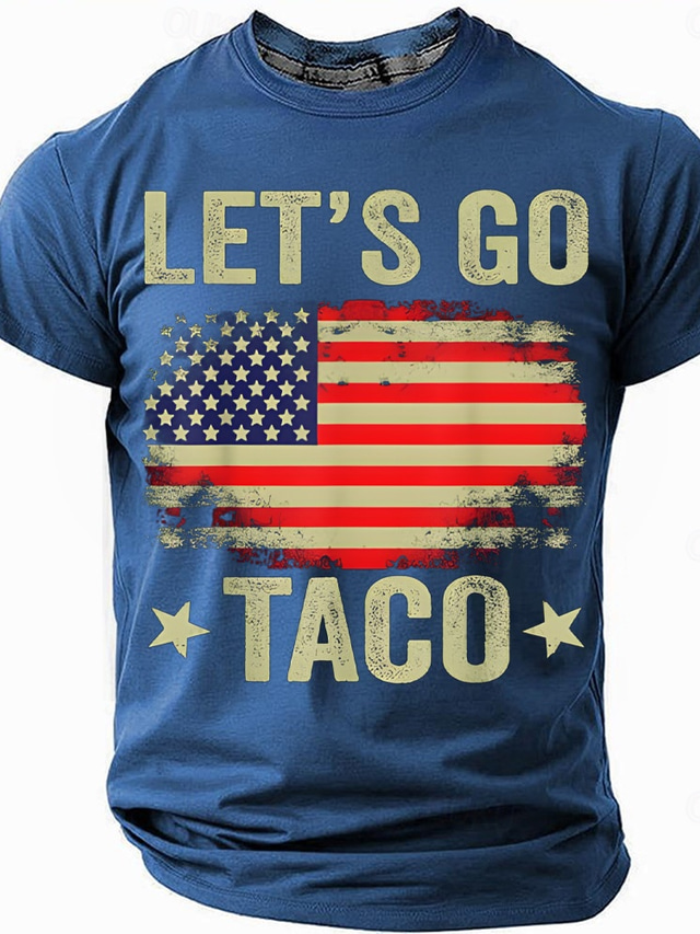  Americký den nezávislosti Pánské Pojďme na taco Tričko Krátký rukáv tričko 3D tisk Tričkový Košile Módní Denní Základní ulice Ležérní Denní Černá Vodní modrá Trávová zelená Léto Jaro Celý rok Oblečení