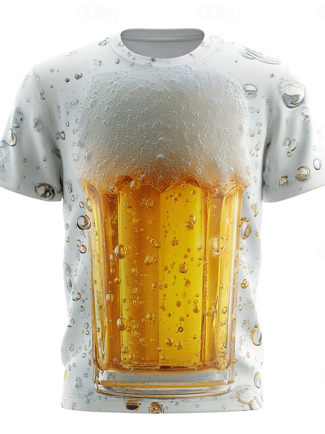 Oktoberfest Men's Beer T Shirt Short Sleeve T shirt 3D Print Crew Neck Shirt Exaggerated Designer Party Street Casual White 1 Yellow White 2 Summer Spring Clothing Apparel S M L XL XXL XXXL 4XL