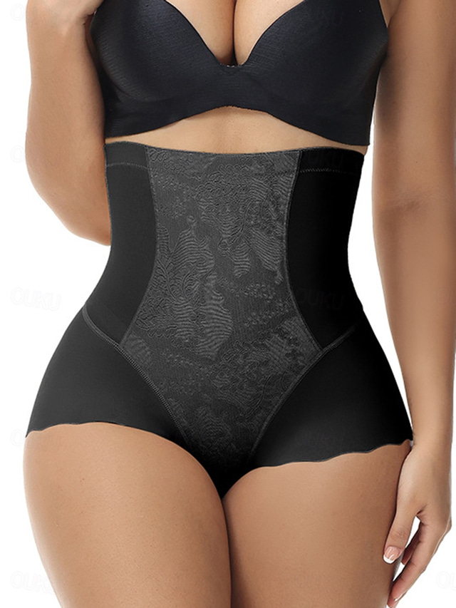  Women's Shapewear Shapewear Short High Waist Plain Elastic Waistband Soft Comfortable Stretchy Yoga Cuticolor Black Summer Spring Slim Fit