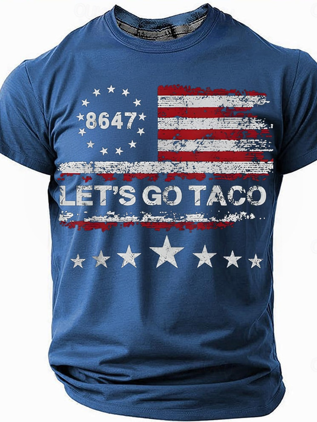  Amerikai függetlenség napja Férfi Menjünk Taco-ba Póló Rövid ujjú póló 3D nyomtatás Terített nyak Kerek Ing Divat Napi Alap Utca Hétköznapi Napi Fekete Medence Lóhere Nyár Tavasz Minden évszak Ruházat