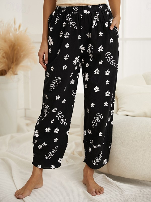  Women's Slacks Vacation Vintage Ethnic Style Full Length High Waist Graphic Geometic Elastic Waistband Comfy Breathability Soft High Elasticity Outdoor Street Daily Black Summer Spring Loose Fit