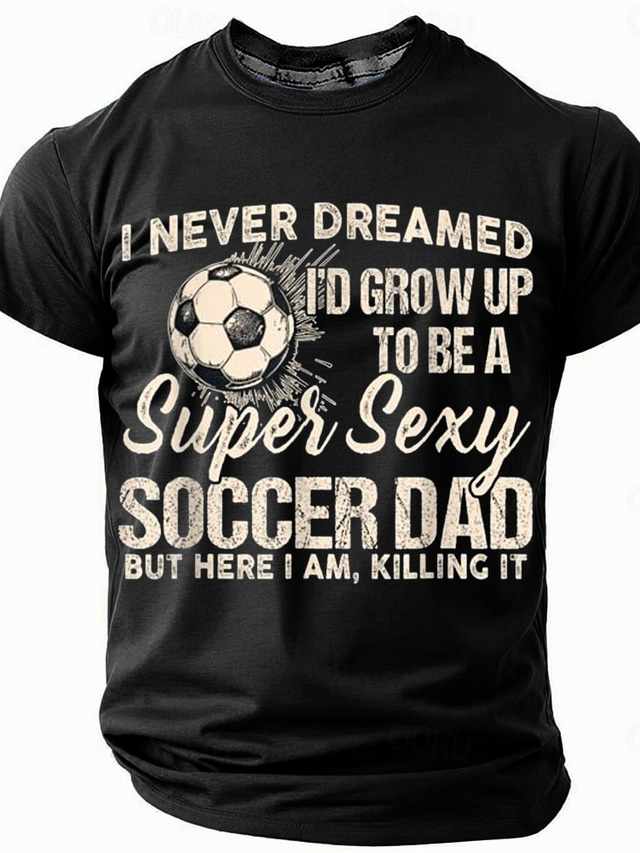  Men's Soccer Father T Shirt Short Sleeve T shirt 3D Print Crew Neck Shirt Fashion Daily Basic Street Casual Daily Black Red Blue Summer Spring Clothing Apparel S M L XL XXL XXXL
