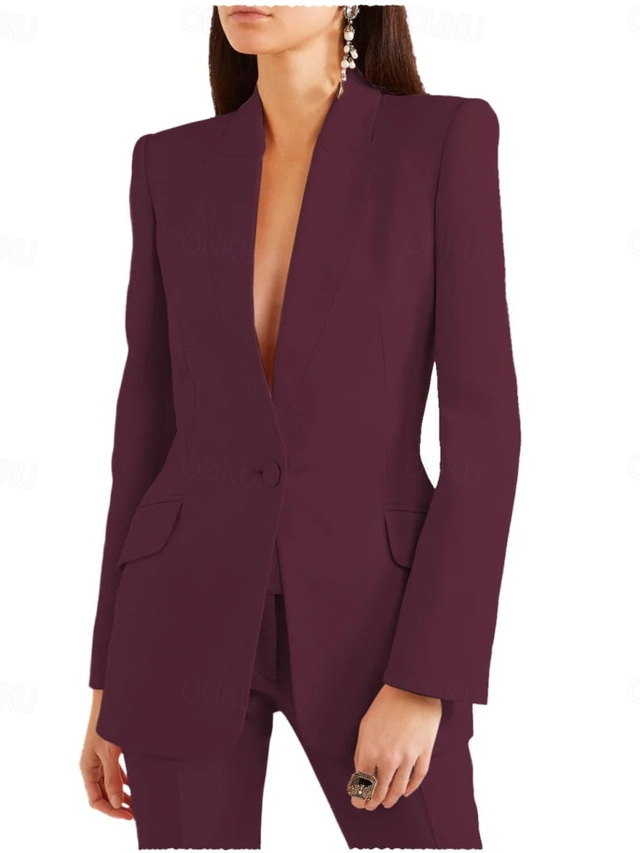  Lavender White Black Two Piece Blazer Pantsuit Mother of the Bride Elegant Vintage Minimalist Lapel Floor Length Stretch Fabric Long Sleeve with Buttons 2025