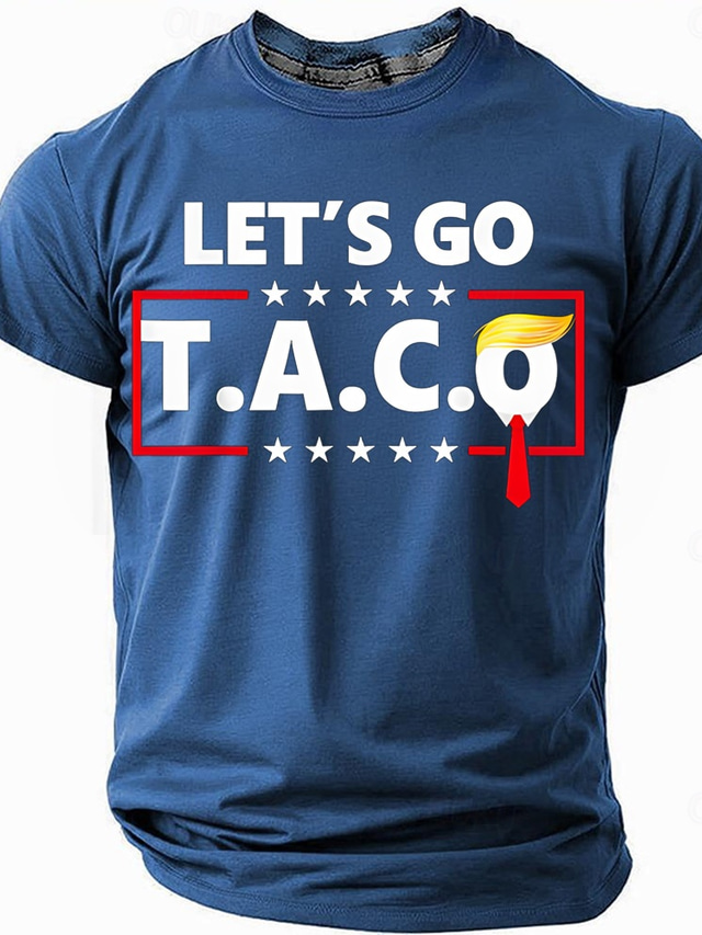  American Independence Day Men's Let's Go Taco T Shirt Short Sleeve T shirt 3D Print Crew Neck Shirt Fashion Daily Basic Street Casual Daily Black Blue Green Summer Spring All Seasons Clothing Apparel