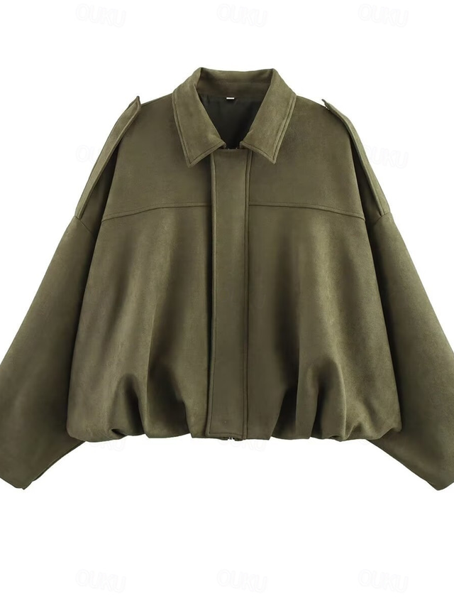  Women's Casual Jacket Comfortable Breathable Pocket Buttons Casual Plain Vacation Street Casual Daily Wear Zipper Short Turndown Regular Fit Long Sleeve Outerwear Black Wine Orange Summer Spring