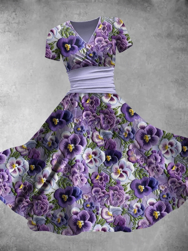  Pentru femei Rochii Midi Rochie de schimb Rochie de vară Vacanță Casual Zilnic Fit regulat Floral Grafic Manșon scurt În V Roz Îmbujorat Roșu-aprins Albastru piscină Mov Vară Primăvară