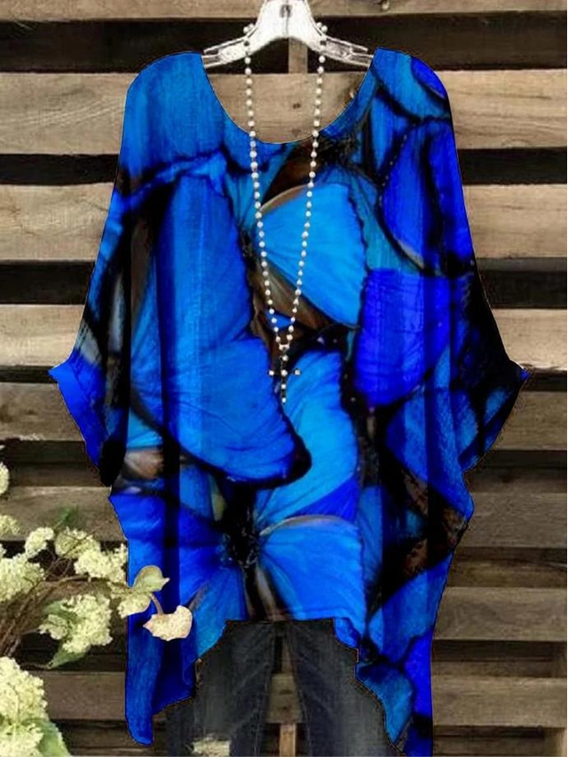  Dámské Boho košile Květinový Grafika Elegantní Čechy Tropický vzhled Krátký rukáv Netopýří rukávy Tričkový Běžné topy Denní Dovolená Oblečení na pláž Černá Žlutá Světlá růžová Vodní modrá Béžová Léto