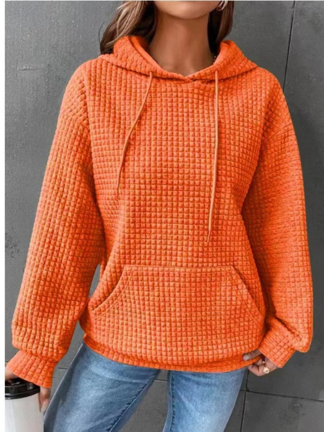  Per donna Felpa con cappuccio Semplice Casual Manica Lunga Con Cappuccio Top Regolari Streetwear Abbigliamento Quotidiano Verde chiaro Rosso Blu Arancione Marrone Autunno Inverno