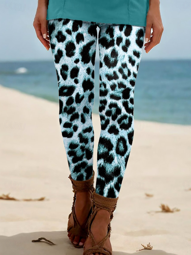  Women's Leggings Vacation Vintage Ethnic Style Ankle-Length High Waist Graphic Leopard 3D Print Breathability Soft Comfortable Stretchy Outdoor Home Causal Yellow-Brown Robin's Egg Blue Dusty Rose