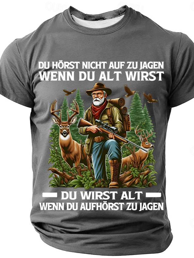  Men's Hunting German T Shirt Short Sleeve T shirt 3D Print Crew Neck Shirt Fashion Daily Basic Street Casual Daily Black Blue Green Summer Spring All Seasons Clothing Apparel S M L XL XXL XXXL