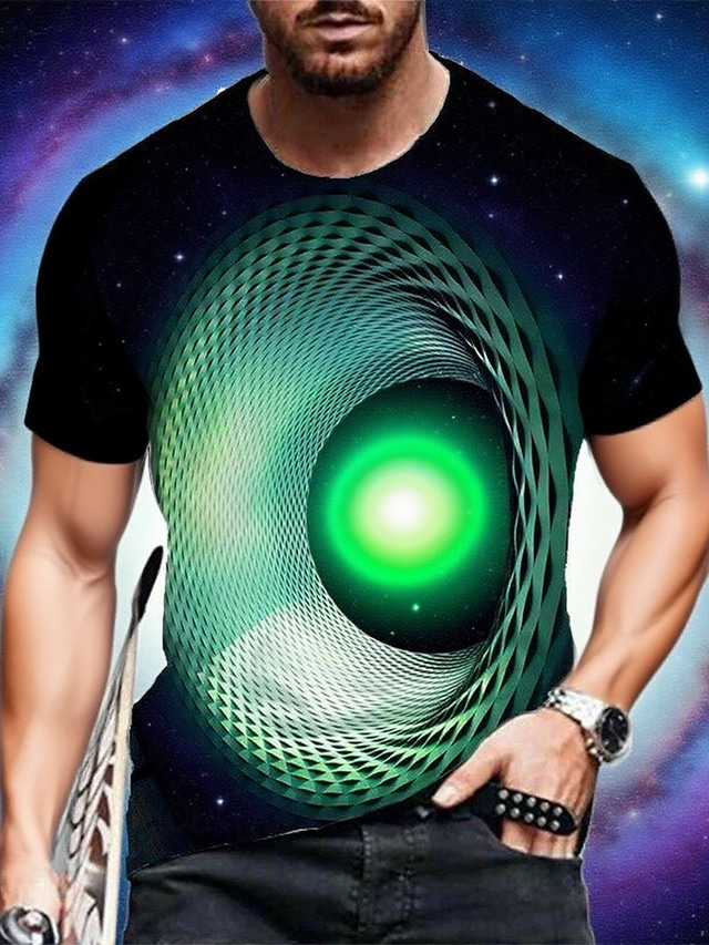  Voor heren Geometrisch 3D T-shirt Korte mouw T-shirt 3D-afdrukken Strakke ronde hals Overhemd overdreven Ontwerper Feest Straat Casual Geel blauw Groen Zomer Lente Alle seizoenen Kleding S M L XL XXL