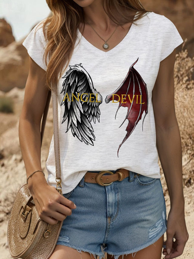  Dames tanktop met grafische letters, vintage, stijlvol, klassiek, mouwloos, korte mouwen, V-hals, normale tops, dagelijkse vakantiekleding, print, zwart, wit, rood, blauw, paars, zomer, lente