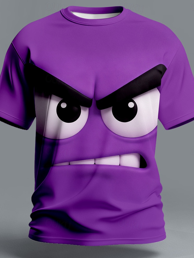 Funny Angry Face Graphic T Shirt For Men 3D Big Eyes Mad Expression ...