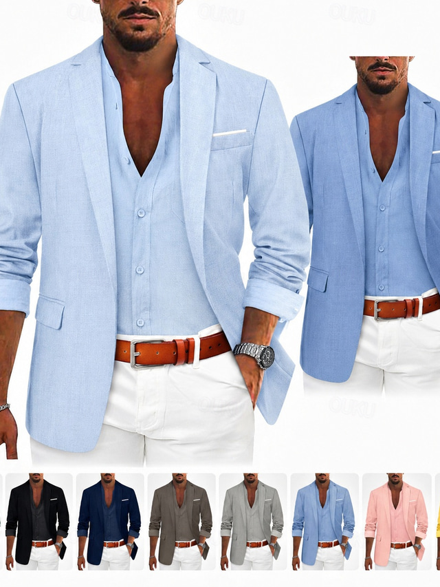 Blazer Uomo Monopetto In Poliestere, Morbido E Comodo – Giacca Elegante Per Matrimoni, Ufficio E Appuntamenti, Taglie M-4XL - copertina