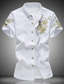 levne pánské neformální košile-pánská košile květinový límeček ležérní denní pouliční pláž topy s krátkým rukávem bavlna móda prodyšné pohodlné bílé černé víno letní košile dovolená dovolená