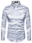 رخيصةأون قمصان رجالية عادية-رجالي قميص لون سادة ياقة مفرودة مناسب للبس اليومي أساسي كم طويل نحيل قمم ترف أبيض أسود أزرق
