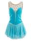 cheap Figure Skating Dresses-Figure Skating Dress Women&#039;s Girls&#039; Ice Skating Dress Yan pink Aegean Blue White Patchwork Mesh Spandex Practice Competition Skating Wear Handmade Jeweled Rhinestone Sleeveless Ice Skating Figure