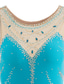 cheap Figure Skating Dresses-Figure Skating Dress Women&#039;s Girls&#039; Ice Skating Dress Yan pink Aegean Blue White Patchwork Mesh Spandex Practice Competition Skating Wear Handmade Jeweled Rhinestone Sleeveless Ice Skating Figure