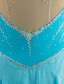 cheap Figure Skating Dresses-Figure Skating Dress Women&#039;s Girls&#039; Ice Skating Dress Yan pink Aegean Blue White Patchwork Mesh Spandex Practice Competition Skating Wear Handmade Jeweled Rhinestone Sleeveless Ice Skating Figure