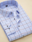 preiswerte Formelle Hemden-Herren Hemd Oberhemd Plaid Kragen Quadratischer Ausschnitt Weiß Marineblau Himmelblau Arbeit Täglich Langarm Bekleidung Geschäftlich Basic