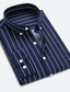 cheap Dress Shirts-Men&#039;s Shirt Striped Collar Classic Collar Daily Work Long Sleeve Regular Fit Tops Business Basic Blue White Black Summer Shirt Wedding