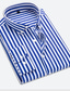 זול חולצות שמלה-חולצת גברים פסים צווארון קלאסי צווארון קלאסי עבודה יומיומית חולצות שרוולים ארוכים בהתאמה רגילה עסקים בייסיק כחול לבן שחור חולצת קיץ חתונה