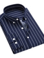 billiga Formella skjortor-herrskjorta randig button down krage dagligt arbete lapptäcke långärmade toppar business basic formell casual svart/vit blå vit