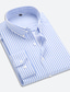 billige Pæne skjorter-herre kjole skjorte stribet button down krave dagligt arbejde patchwork langærmede toppe business basic formel afslappet sort/hvid blå hvid
