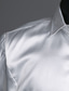 baratos camisas masculinas casuais-Homens Camisa Social Cor Sólida Colarinho Italiano Diário Básico Manga Longa Delgado Blusas Luxo Branco Preto Azul