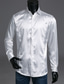 billige fritidsskjorter for menn-Herre Skjorte Ensfarget Spredt krage Daglig Grunnleggende Langermet Tynn Topper Luksus Hvit Svart Blå