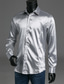 preiswerte Freizeithemden für Herren-Herren Hemd Einfarbig Kentkragen Täglich Grundlegend Langarm Schlank Oberteile Luxus Weiß Schwarz Blau