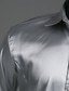 economico camicie casual da uomo-Per uomo Camicia Tinta unita Colletto alla francese Giornaliero Di base Manica lunga Taglia piccola Top Lusso Bianco Nero Blu
