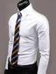 billige Dresskjorter-forretningsskjorte for menn basiskjole arbeidsklær formelle skjorter normal passform langermet klassisk krage ensfarget polyester svart hvit rosa 2024