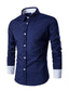 billiga Formella skjortor-herrskjorta enfärgad krage spridd krage dagligt arbete långärmade toppar företag blå vit svart/höst/vår/bröllop