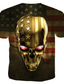 cheap Men&#039;s 3D T-shirts-Men&#039;s T shirt Tee 1950s Gold Graphic 3D Skull Print Round Neck Print Clothing Clothes 1950s