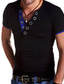 billige grundlæggende henley-Herre Henley-skjorte T-shirt Grafisk Ensfarvet V-hals Sort Hvid Plusstørrelser Tøj Muskel