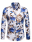 cheap Men&#039;s Printed Shirts-Men&#039;s Shirt Floral Collar Shirt Collar Black White Red Party Street Long Sleeve Clothing Apparel Vacation Casual Outdoor