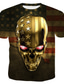 cheap Men&#039;s 3D T-shirts-Men&#039;s T shirt Tee 1950s Gold Graphic 3D Skull Print Round Neck Print Clothing Clothes 1950s